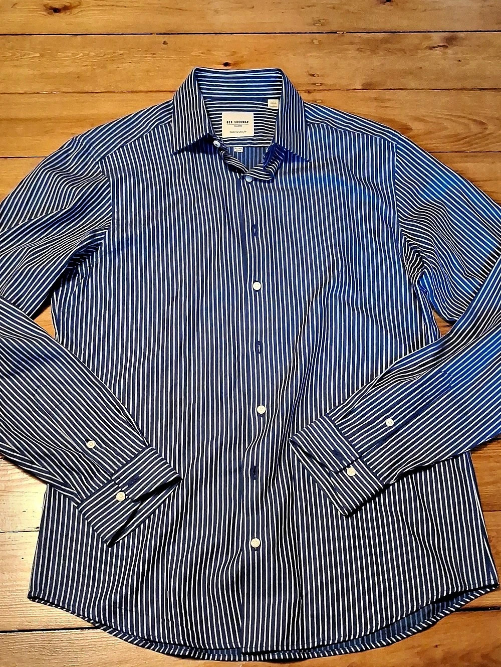 Ben Sherman Tailored Slim Fit Striped Button Down in Blue & White